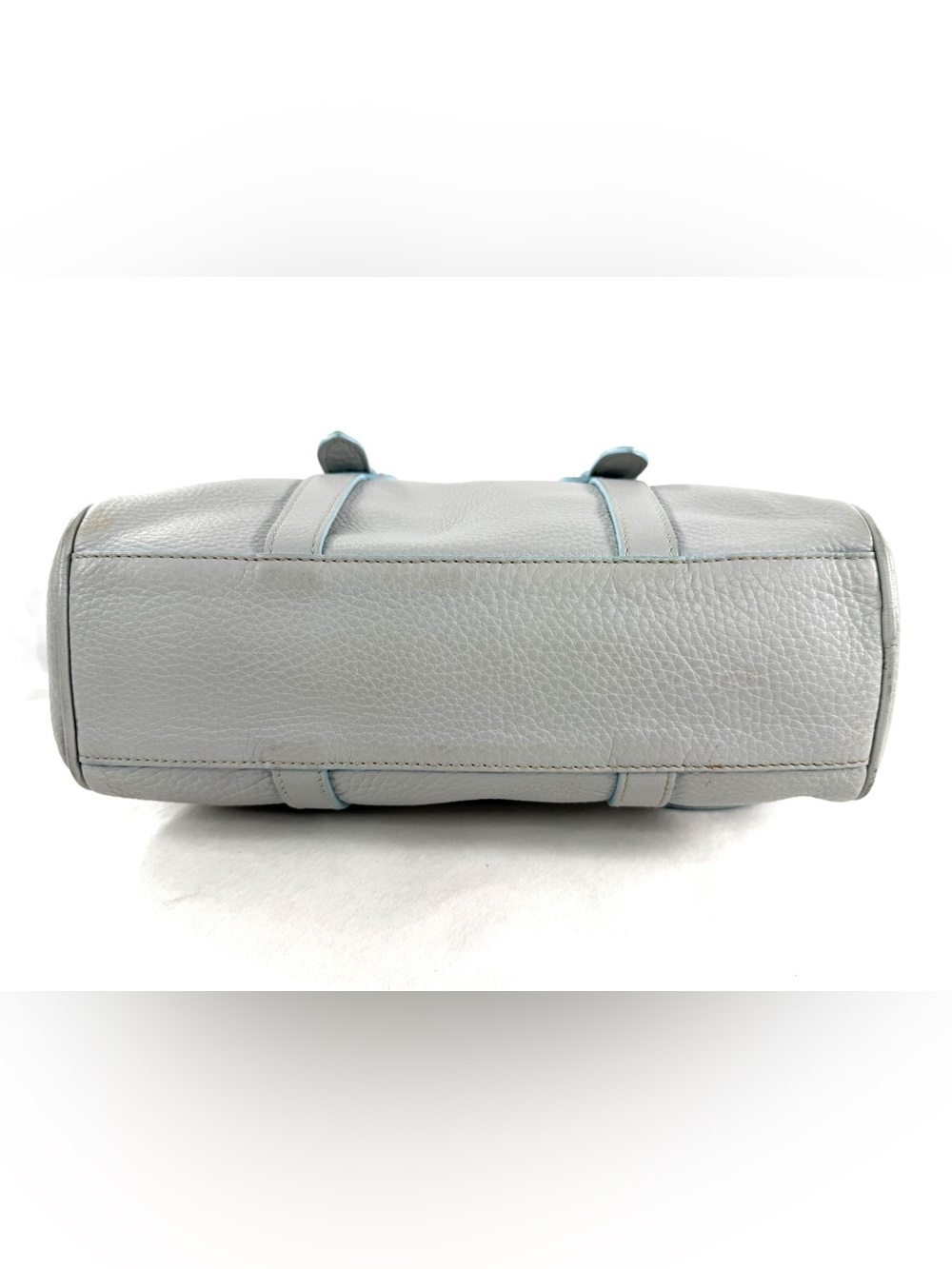 Dooney Bourke Pastel Blue Pebbled Leather Small Satchel Shoulder Bag Brass Studs - Picture 5 of 12